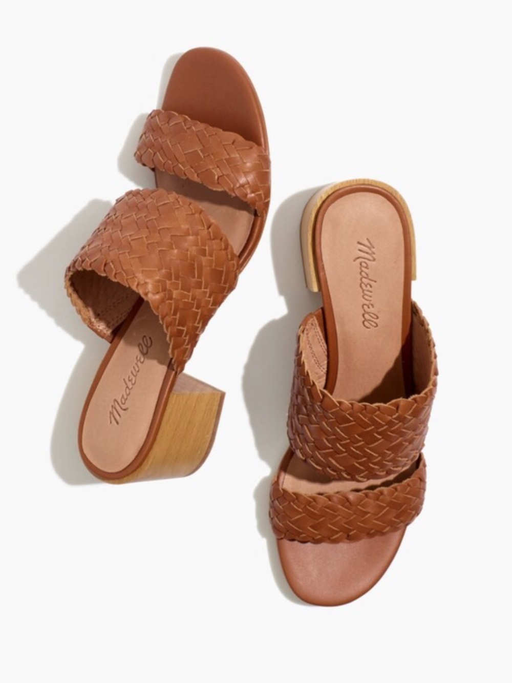Madewell Kiera Woven Leather Mule Sandals English Saddle Size 8